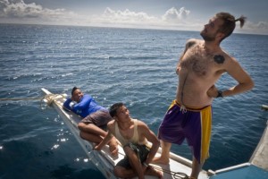 boat diving whale sharks